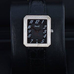 Piaget Protocol 26354, Black Dial, 18kt White Gold on Strap